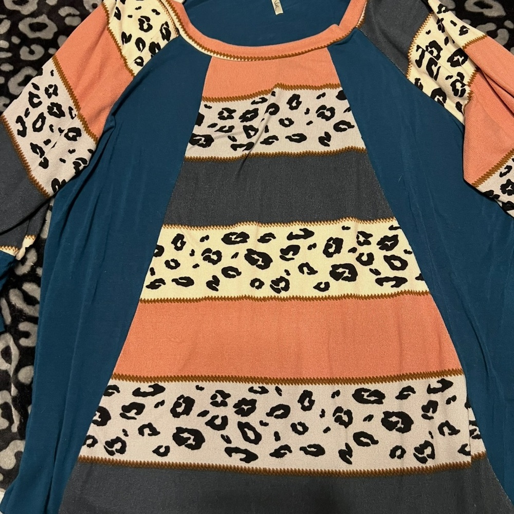 Striped and Leopard Print Women's Top